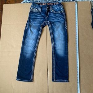 Womens rock revival straight leg blue jeans in size: 26